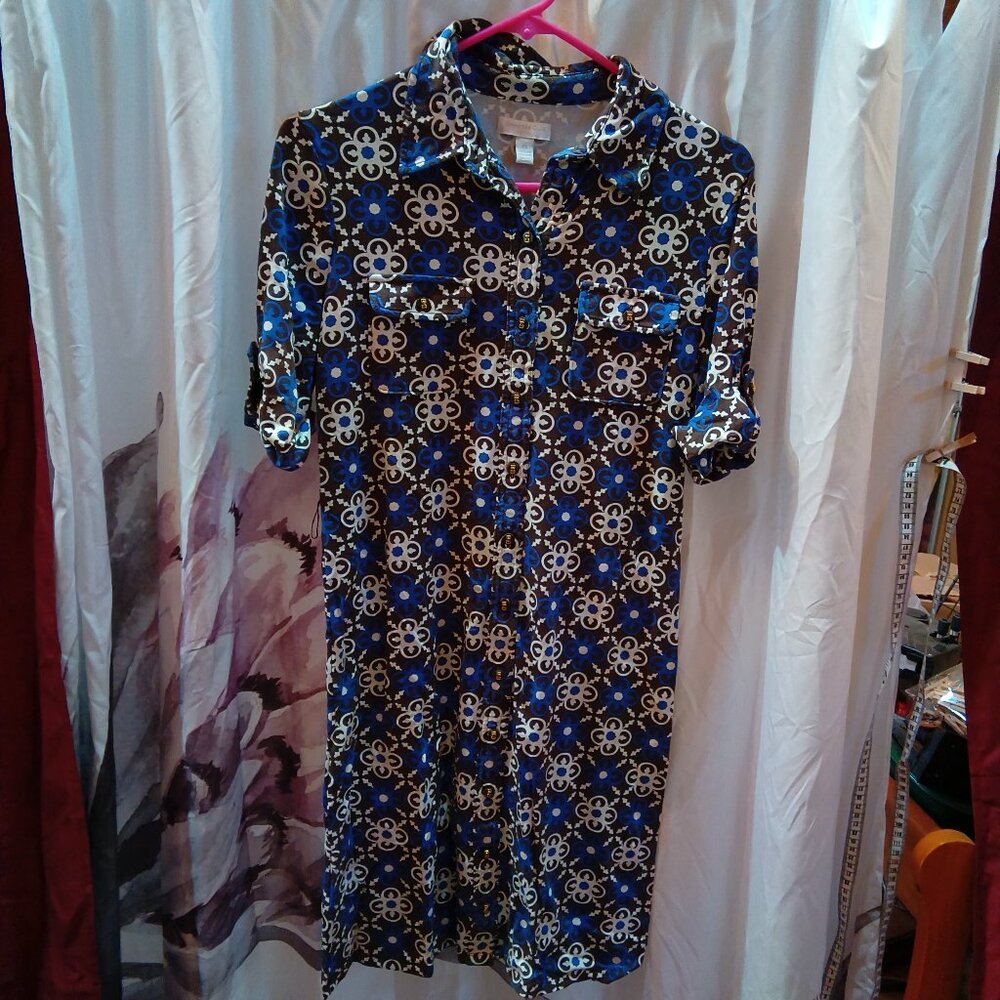 Charter Club blue black white t shirt dress size PS very soft